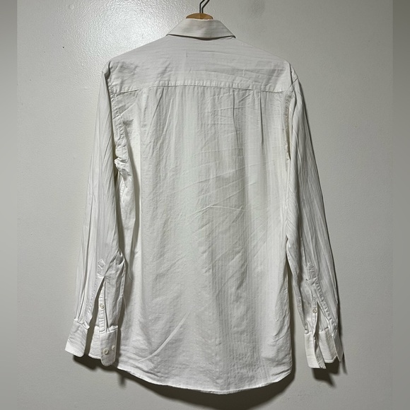 Ted Lapidus Paris White Striped Button-Up Shirt - Size Medium - Picture 3 of 10